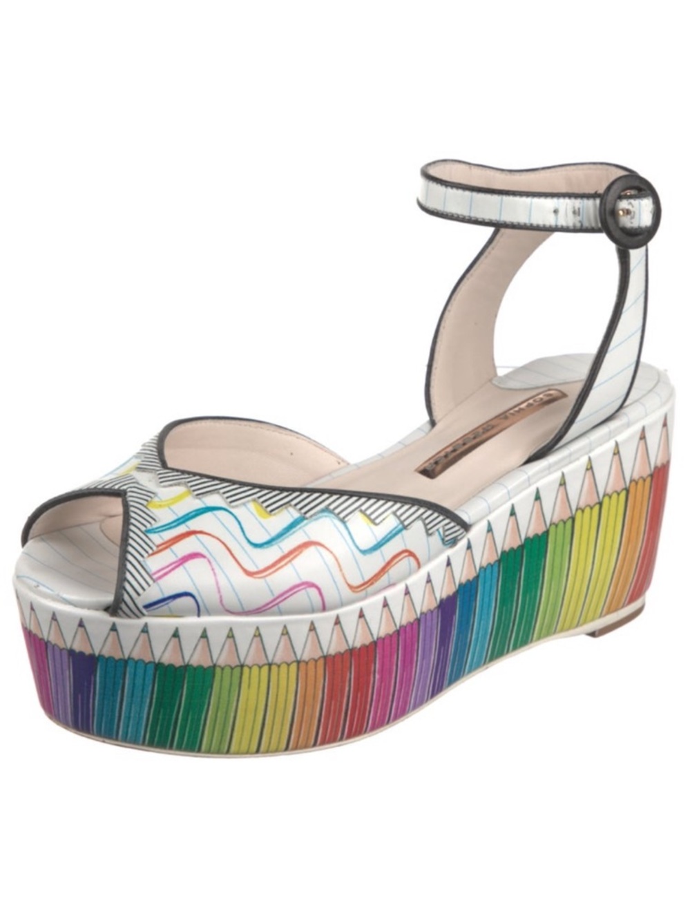 Sophia Webster Multicolor leather Platform Wedge Sandals US7 RARE!!